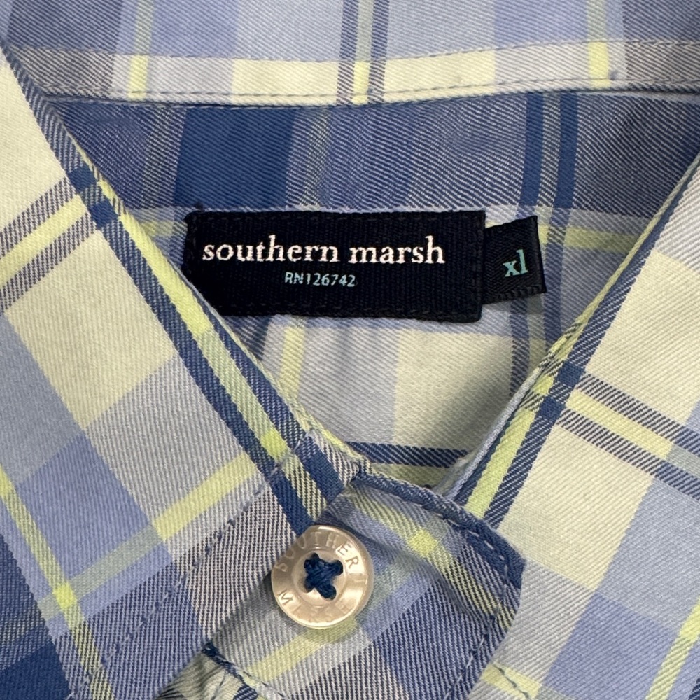 Southern Marsh Men's Plaid Shirt in Blue and Yellow